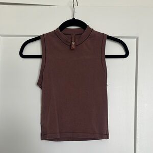 SKIMS Brown Fitted Tank Top with Mandarin Collar